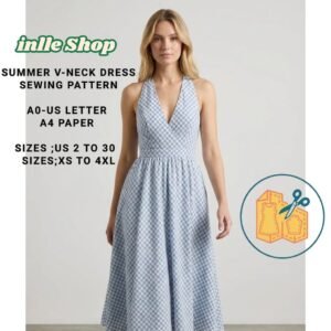 plunging v neck dress sewing pattern, prom, bridesmaid (pdf pattern)