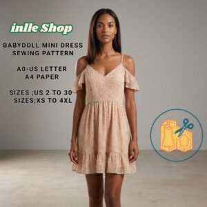babydoll mini dress sewing pattern:us 2 30, xs 4xl (digital download)